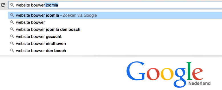 Zoekwoord Google suggestie voor SEO zoekwoorden