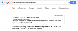 Uw zoekbewerking kent geen resultaat in de index van Google